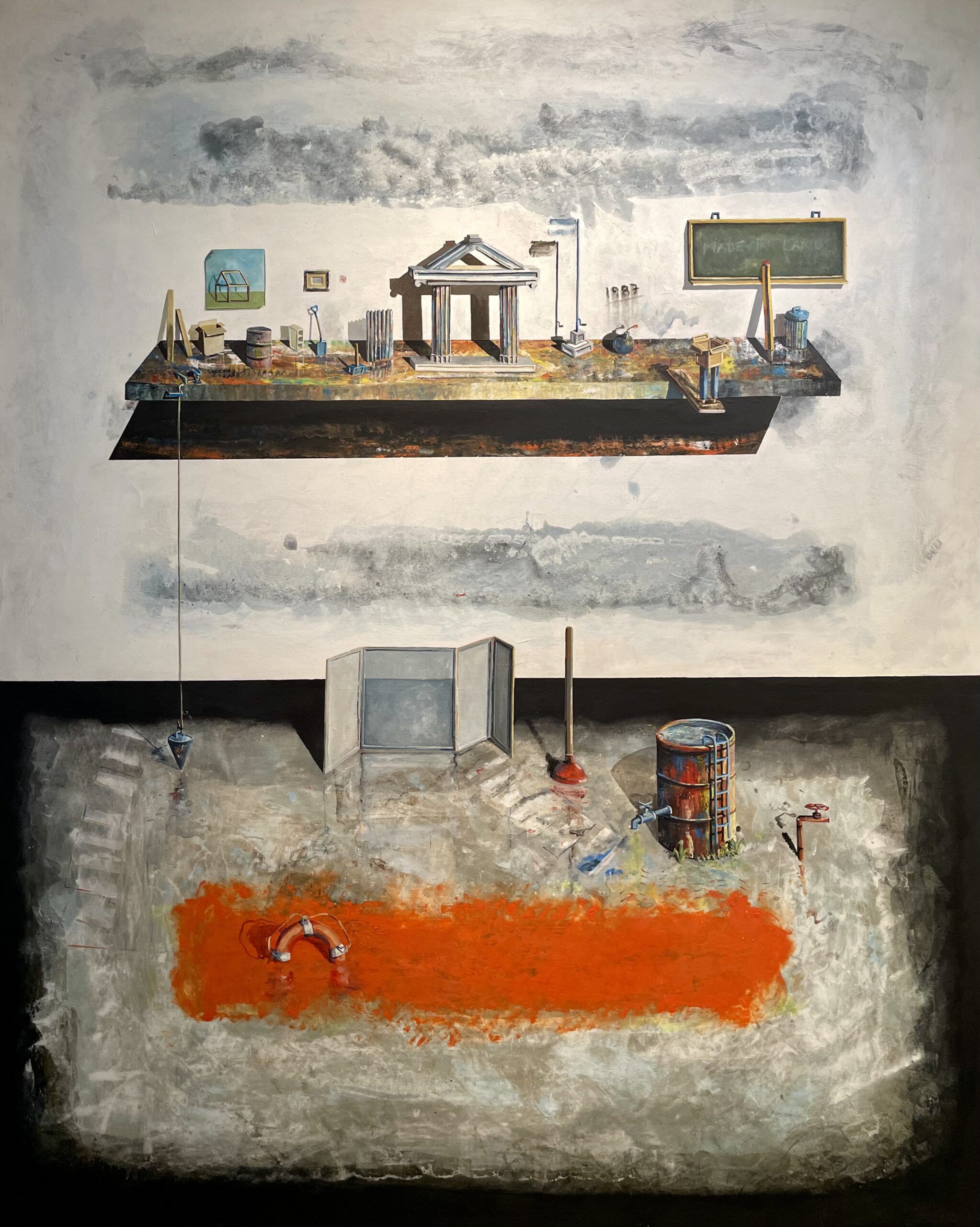 Titulo: Serie puertas - “Puerta roja, mudar las cabras” - Acrílico - 150x120 cm - 2024